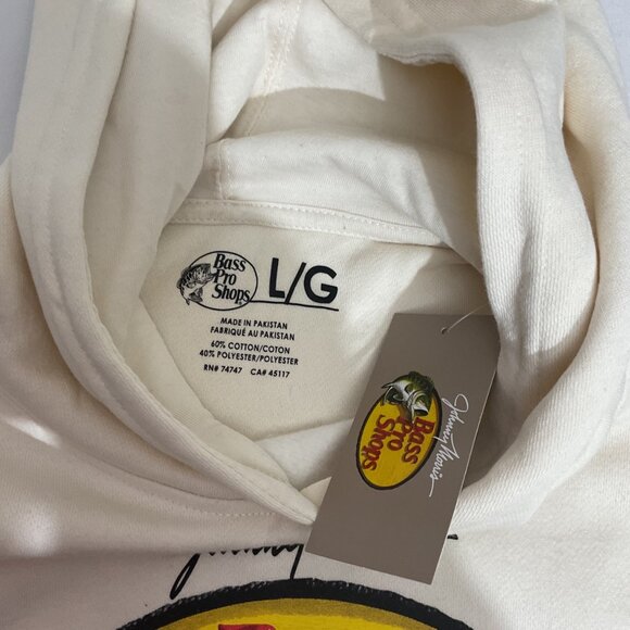 Johnny Morris Bass Pro Shops Cropped Hoodie L/G Beige 60% Cotton 40% Polyester W - Picture 5 of 8